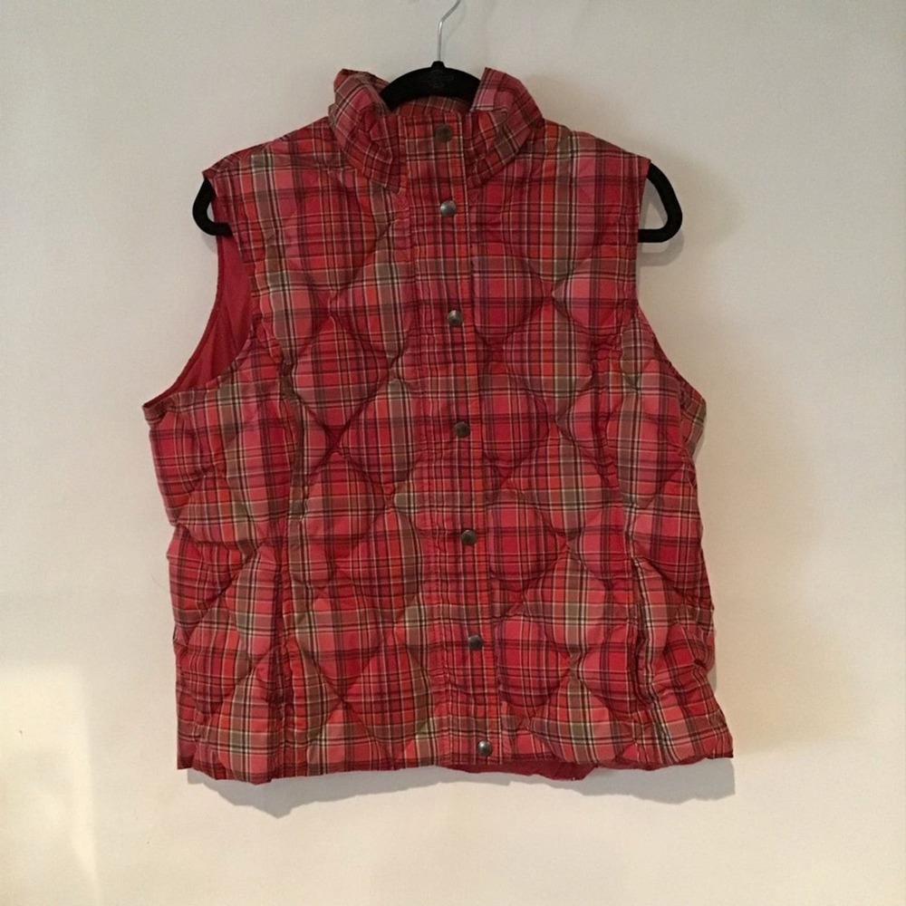 Lands’ End Red Plaid Puffer Vest Size‎ 14/16